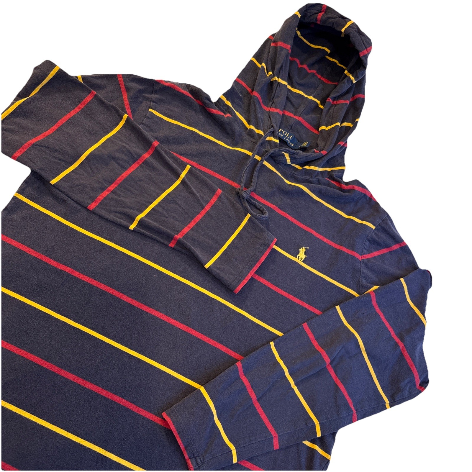 Vintage Polo Ralph Lauren Blue Red Yellow Stripe Long Slv TshirtHoodie Men\'s M Vintage Polo Ralph Lauren Blue Red Yellow Stripe Long Slv TshirtHoodie Men\'s M