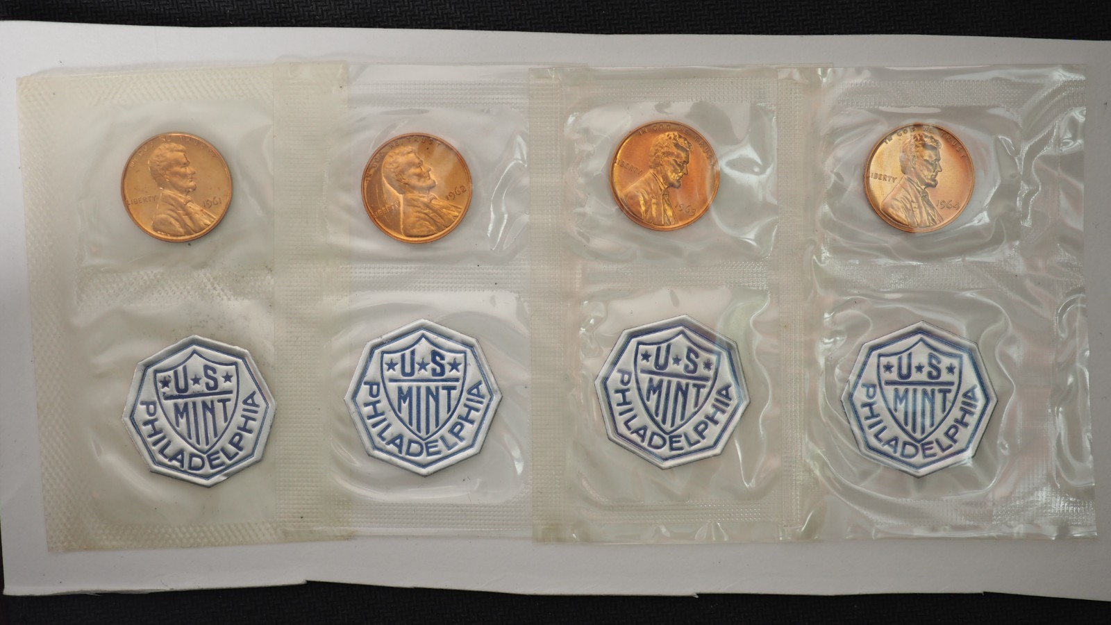 1961 1962 1963 1964 Gem Proof Lincoln Penny US Cents in Original Cello With Seal 1961 1962 1963 1964 Gem Proof Lincoln Penny US Cents in Original Cello With Seal
