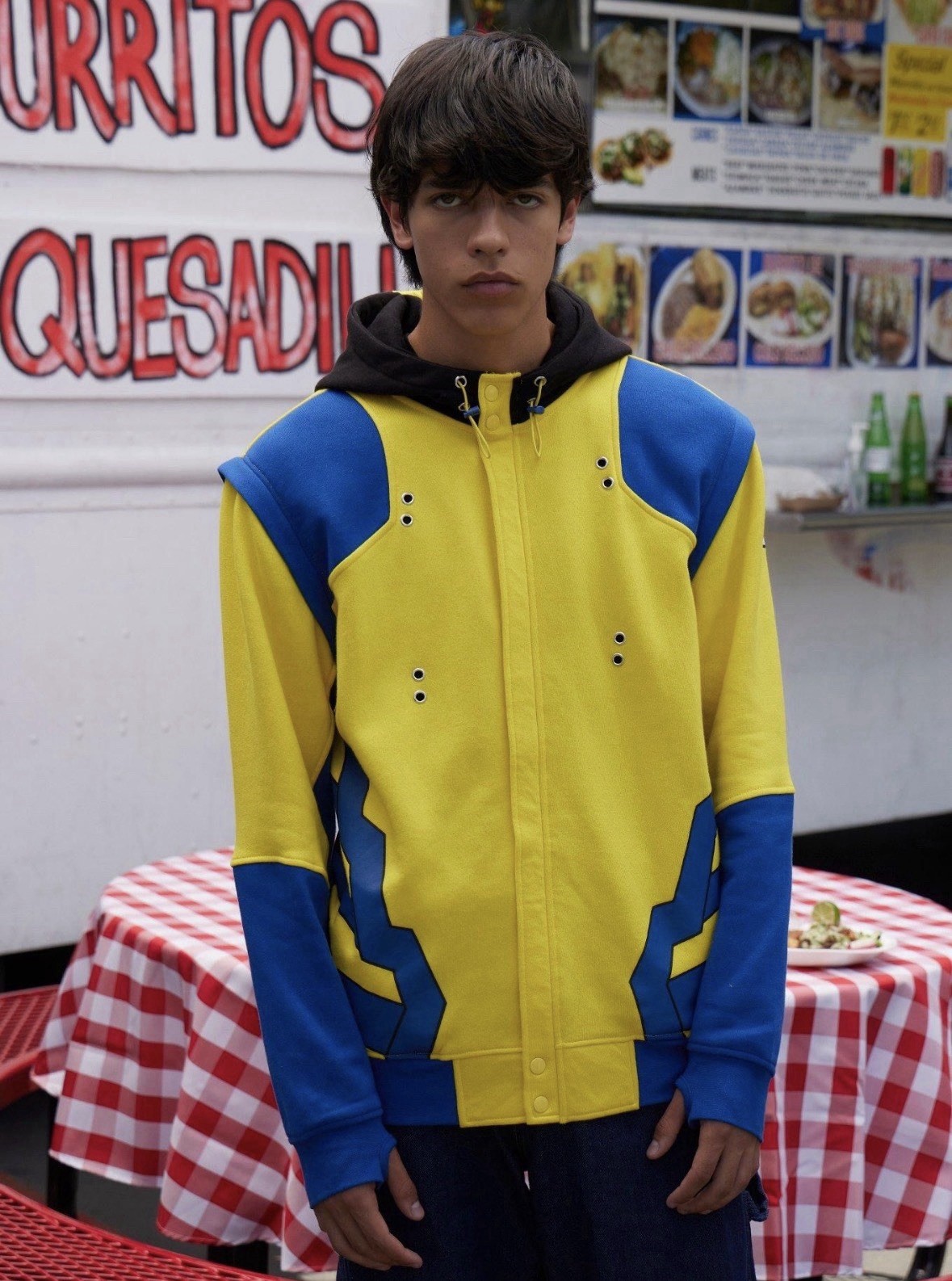 Hot Topic Our Universe Marvel Deadpool & Wolverine Color-Block Wolverine Hoodie Hot Topic Our Universe Marvel Deadpool & Wolverine Color-Block Wolverine Hoodie