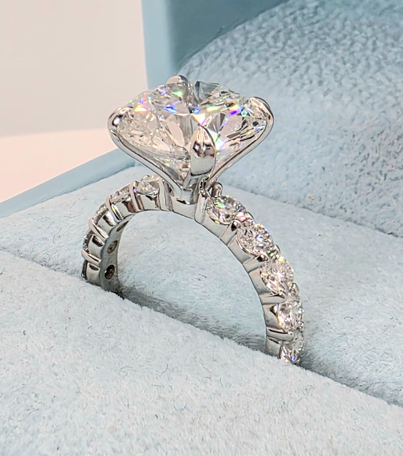 4.60 Ct E VS1 Round Diamond Engagement Ring IGI Certified Lab Grown 14k Sz 5.5