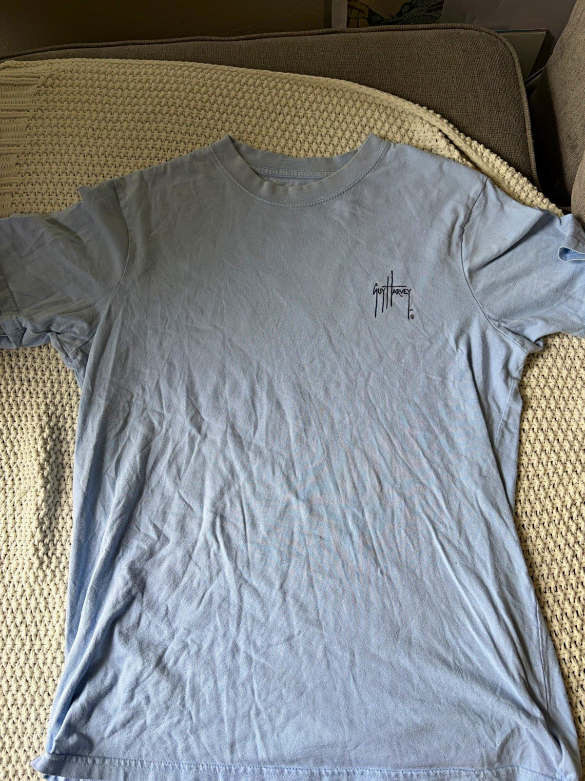 Guy Harvey Men’s L Blue Marlin Graphic Print Crew Neck Short Sleeve T-Shirt