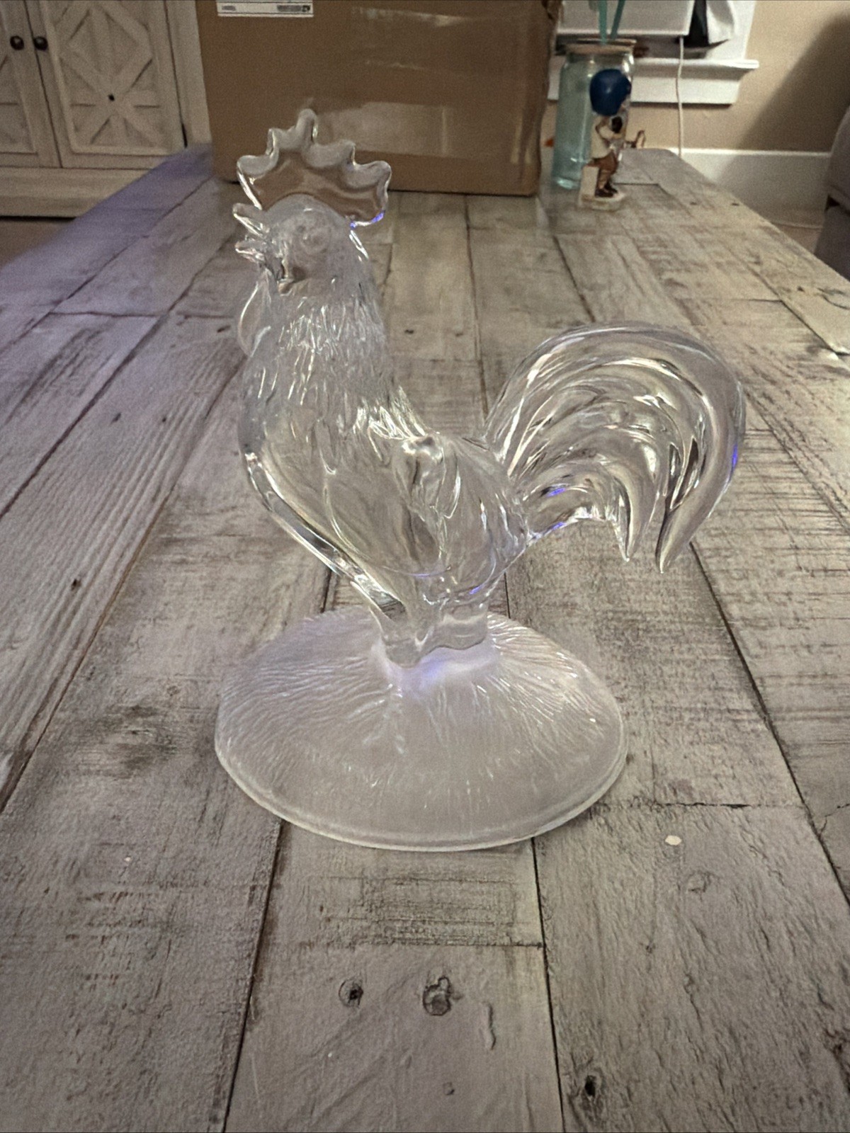 Vintage LALIQUE France Crystal Rooster Figurine Coq Chantant Paperweight Vintage LALIQUE France Crystal Rooster Figurine Coq Chantant Paperweight