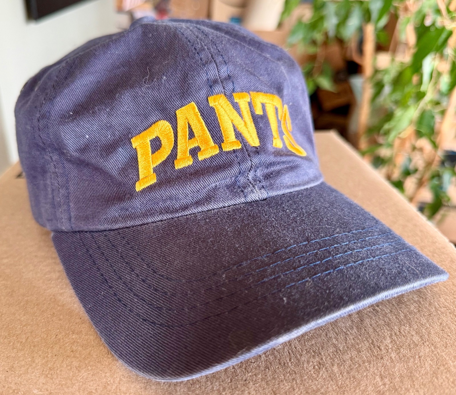RARE David Letterman Late Show World Wide PANTS Yellow / Blue Baseball Cap Hat