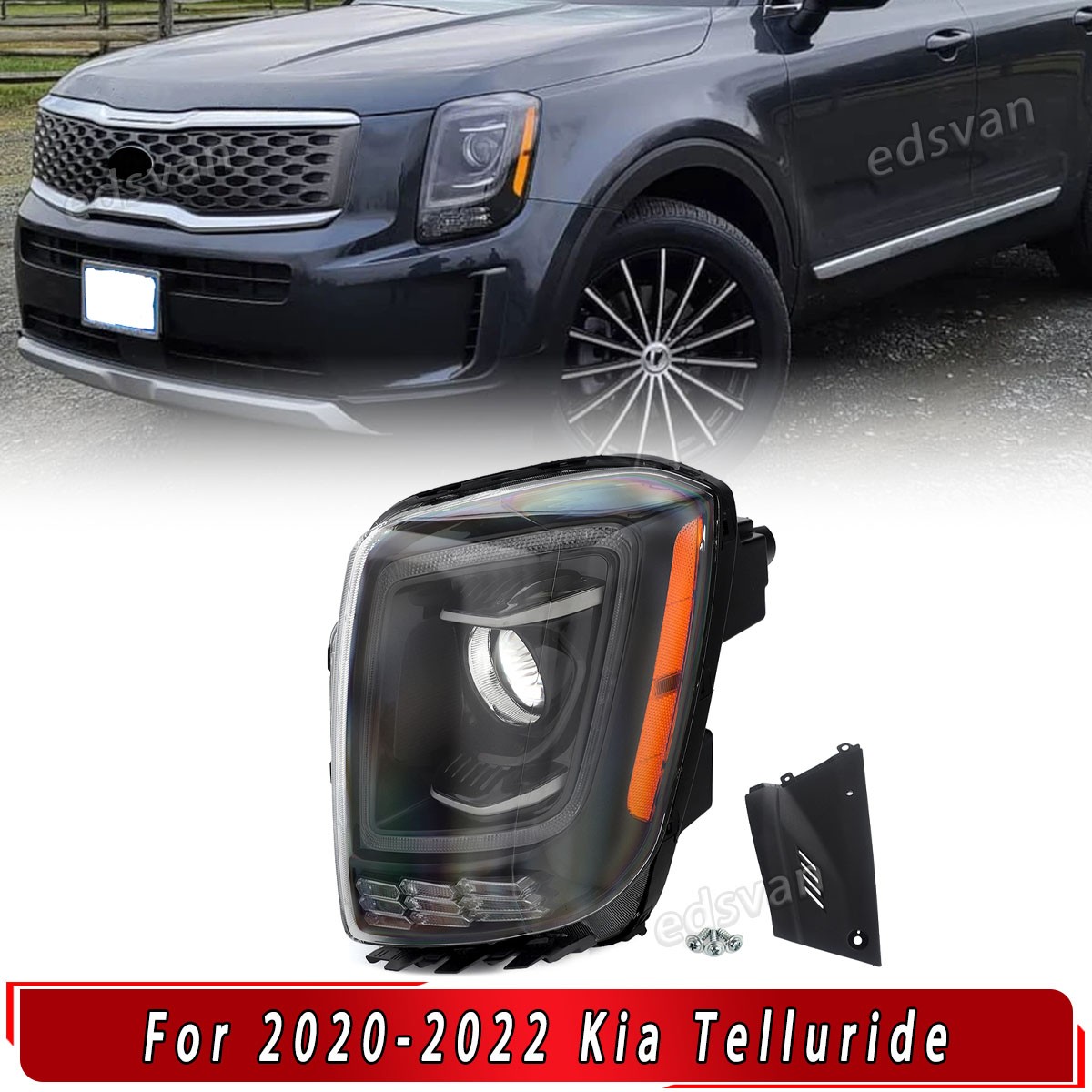For 2020-2022 Kia Telluride Halogen Headlight W/LED DRL 92101-S9000 Driver Side