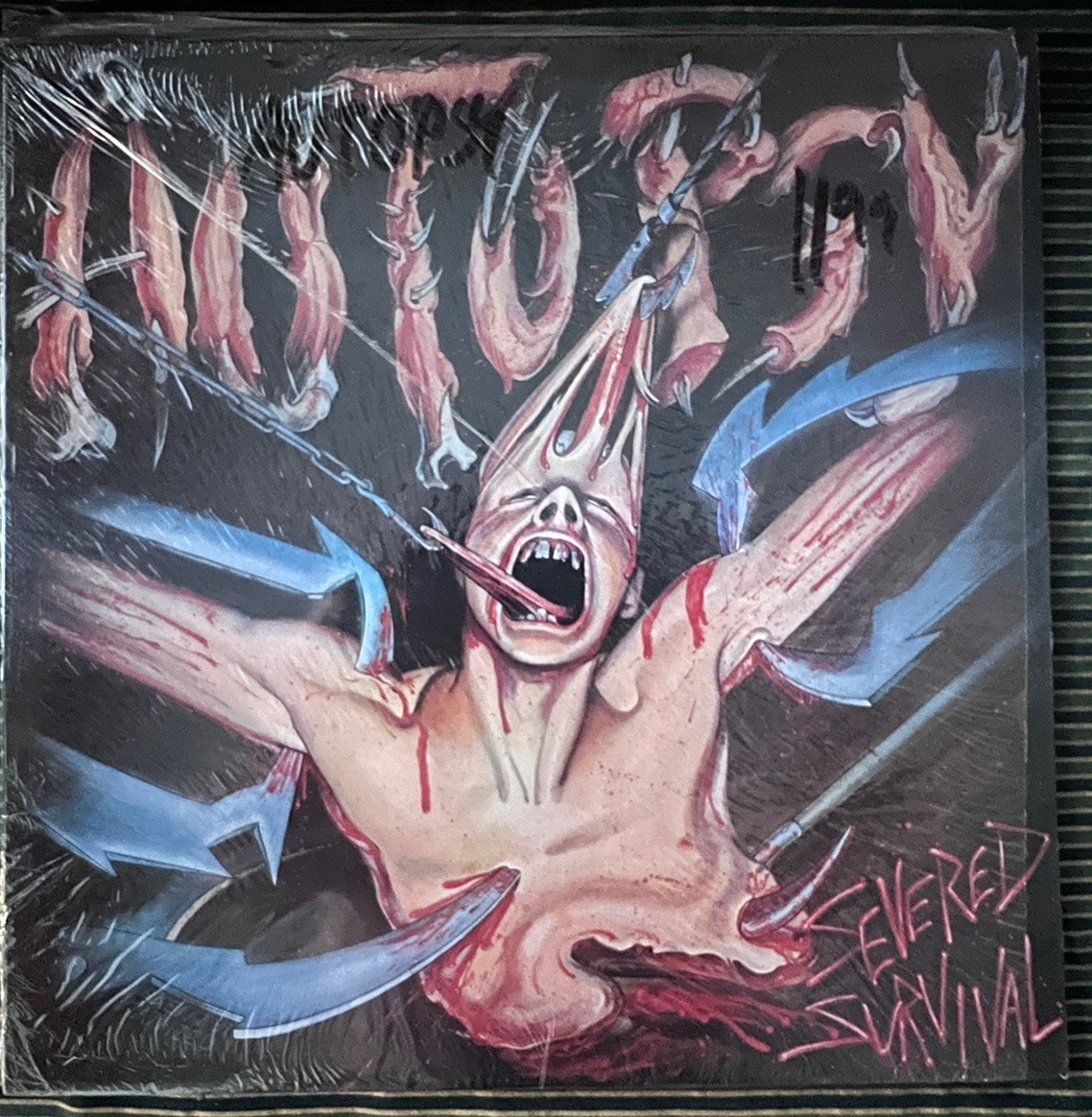 AUTOPSY Severed Survival OG 1989 1st UK banned cover meat hooks shrink EX Death