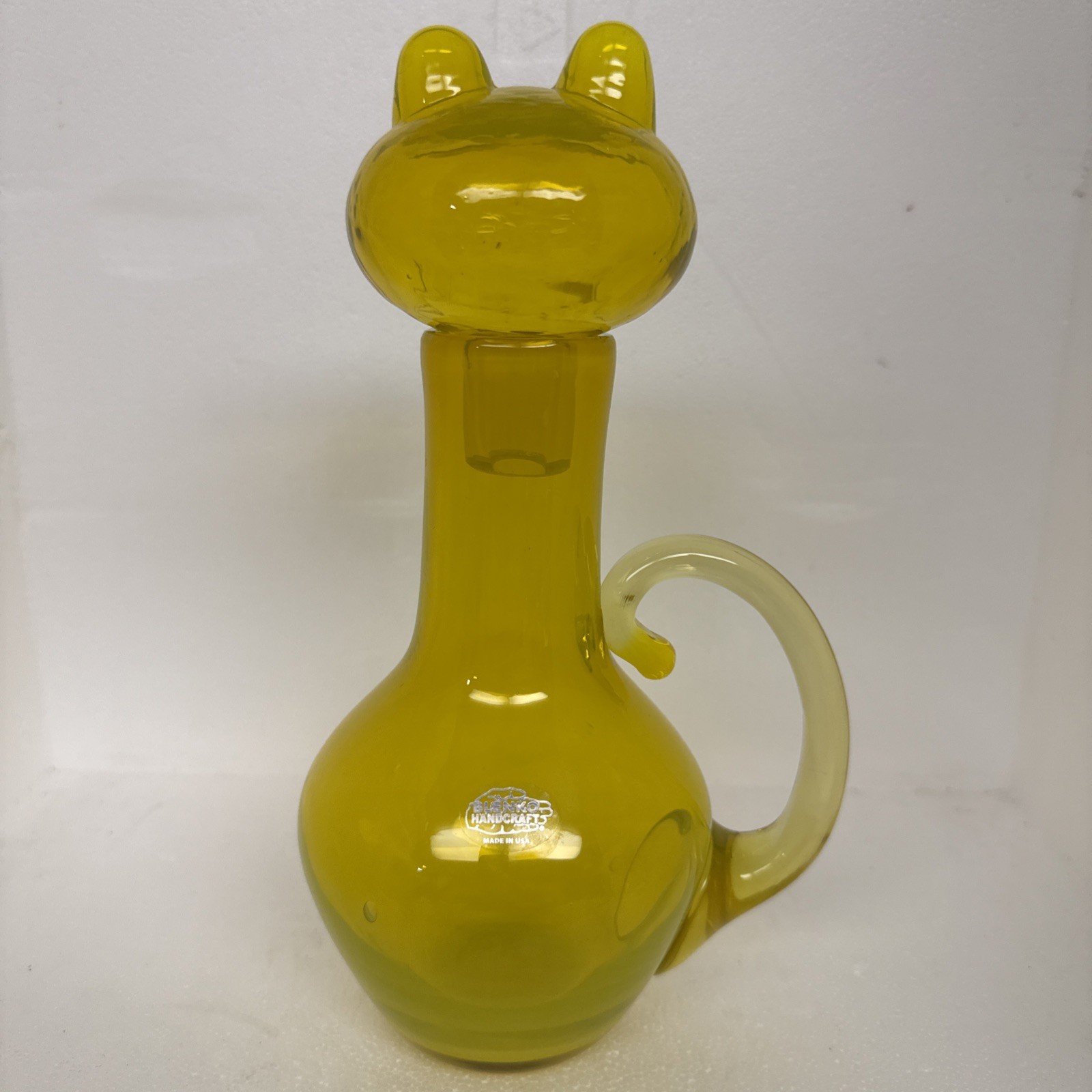 Blenko Glass Cat - FeLine Decanter 2516 - Citrine