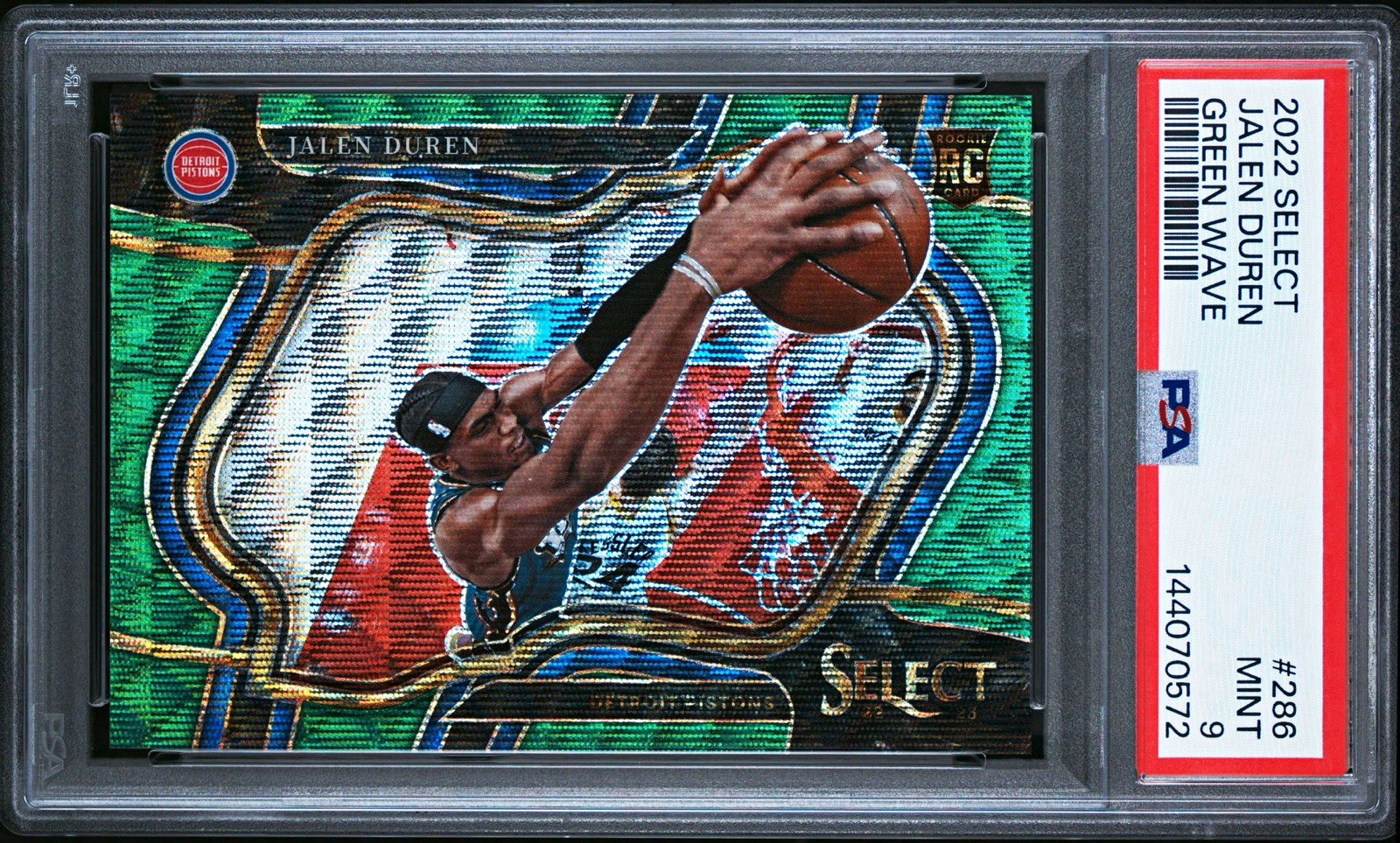  2022 Select Jalen Duren RC Courtside Green Wave /50 #286 PSA 9 Pistons