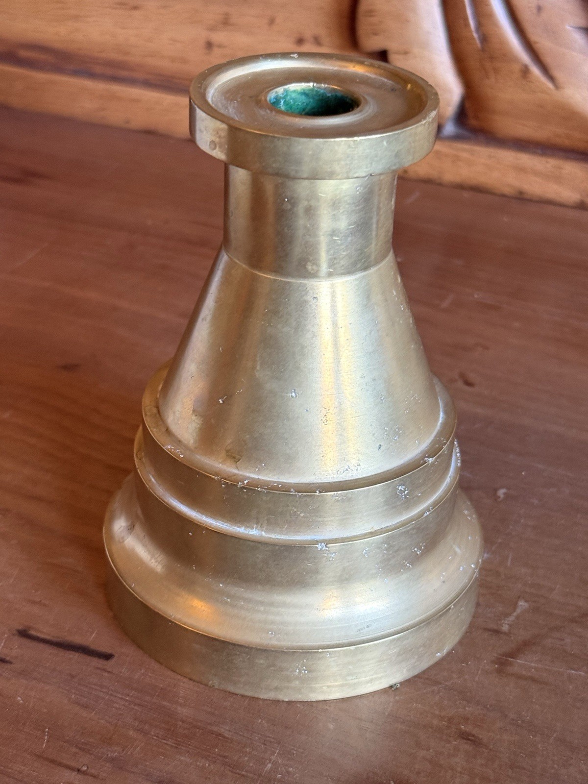 Arts And Crafts Cast Brass Candlestick - Antique dated 1909