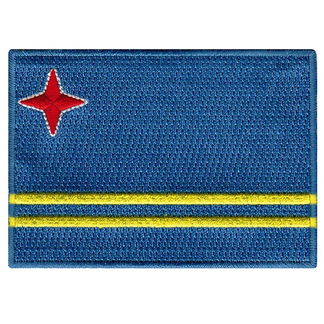 ARUBA FLAG PATCH CARIBBEAN embroidered iron-on EMBLEM VACATION SOUVENIR TRAVEL 