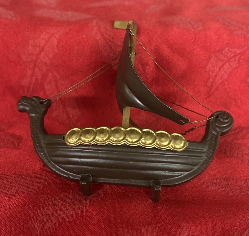 Viking Norwegian Longship Warship Pewter Boat Display, 5”by 5”From Helvik 1997