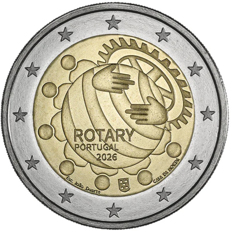 2026 Portugal € 2 Euro UNC Coin - ROTARY CLUB in PORTUGAL 100 Years