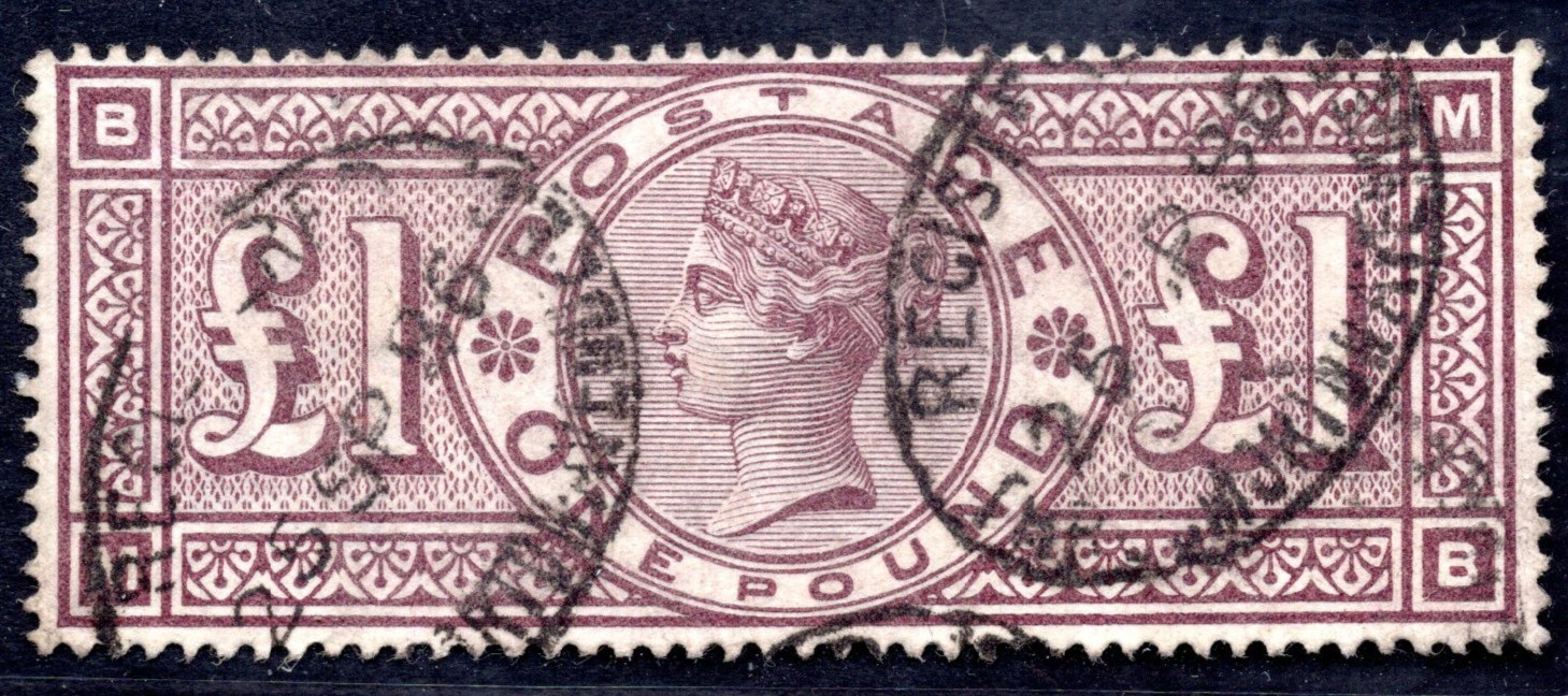 Uk Gb 1884 Queen Victoria �1.00 Sc. #110 S.G. #185 Used Neat Perfs & Cancels