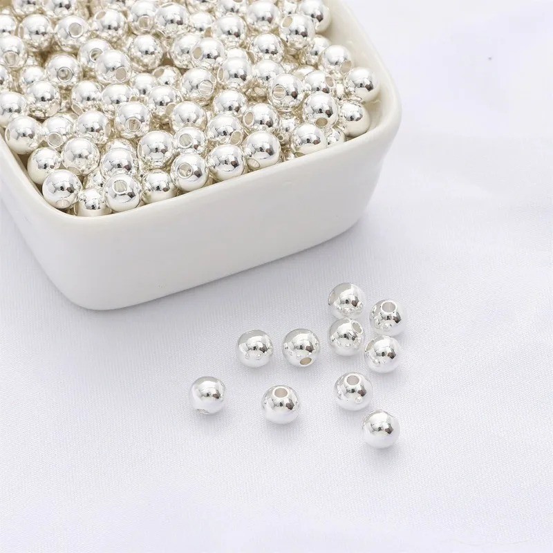 925 Sterling Silver Round Spacer Beads Jewelry Making Loose Findings