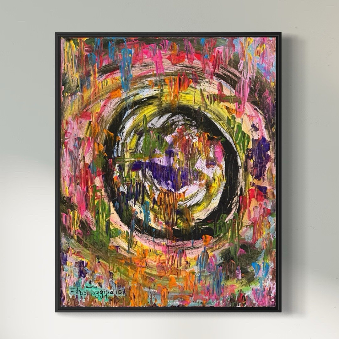 “Riot” Original Retro Modern Oil acrylic painting SIGNED FT art 16 X 20