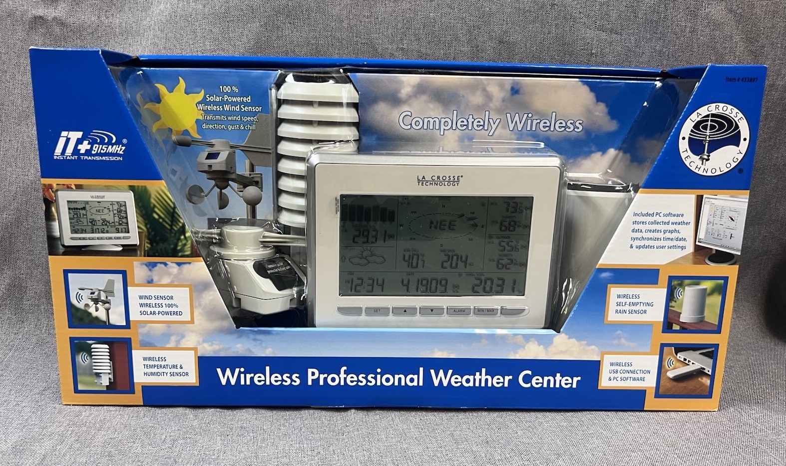 NEW-LA CROSSE TECHNOLOGY 433897 Wireless Professional Monitoring Weather Center