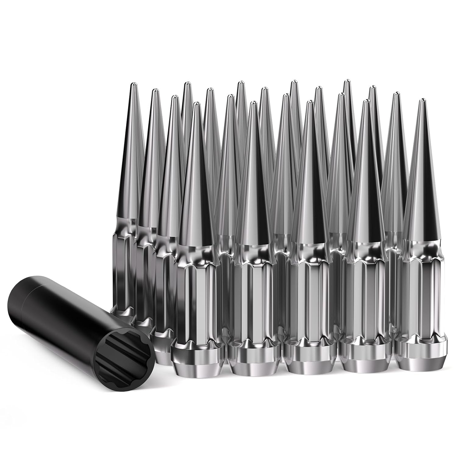 20pcs 1/2-20 Spike Lug Nuts Chrome, 1/2 x 20 Locking 1/2