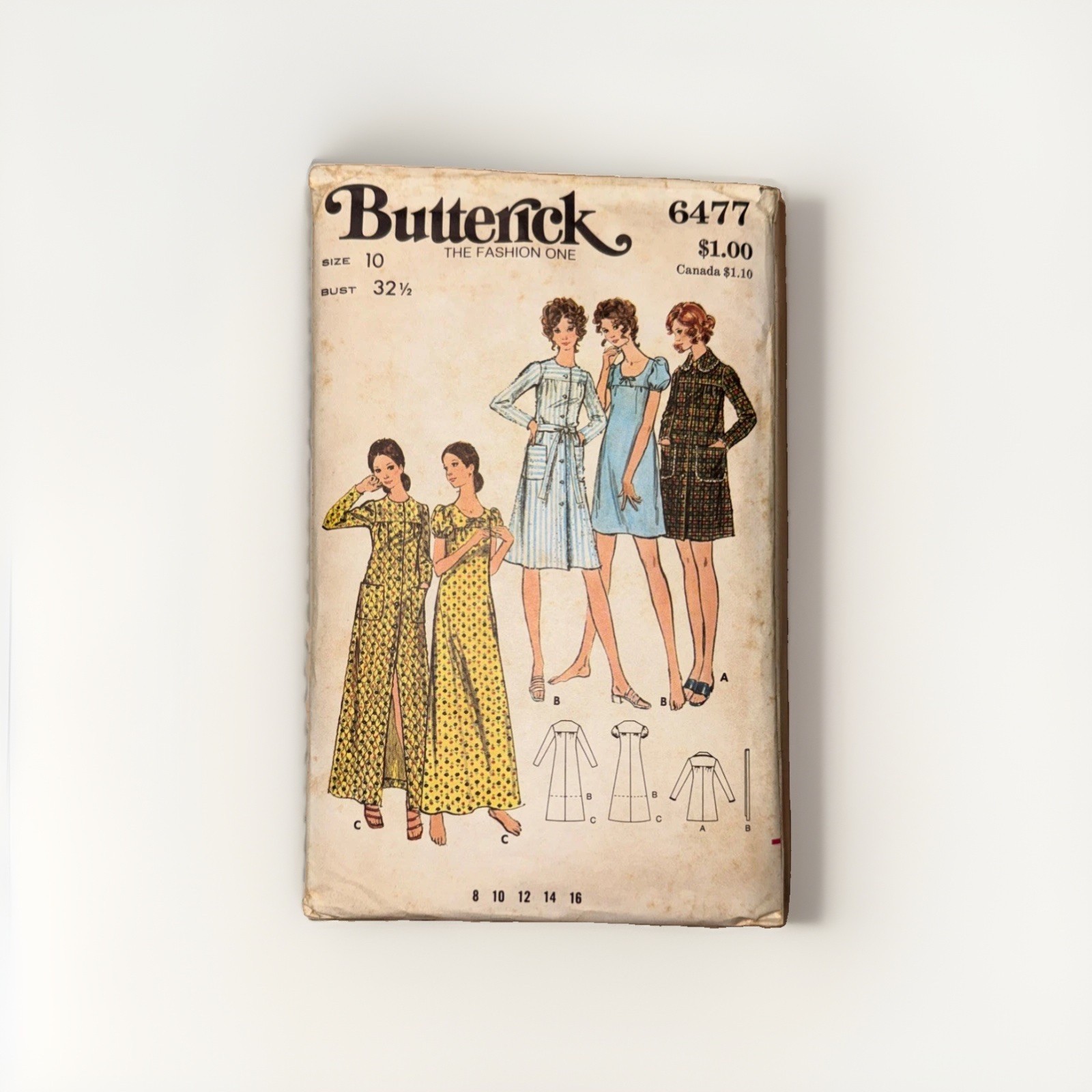 Butterick Sewing Pattern Misses Robe & Gown Sz 10 Bust 32 1/2 Vintage