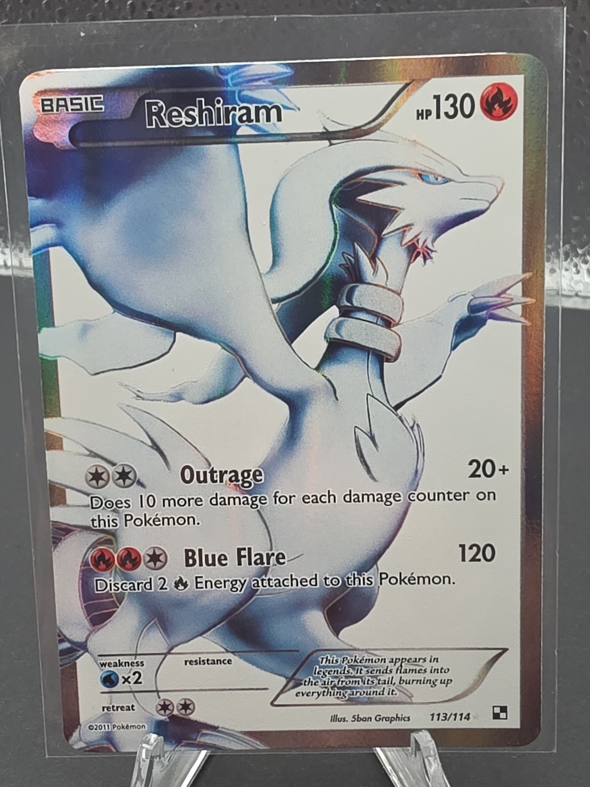 Pokémon TCG Reshiram Black White Holo Full Art Ultra Rare Card 113/114 NM/LP