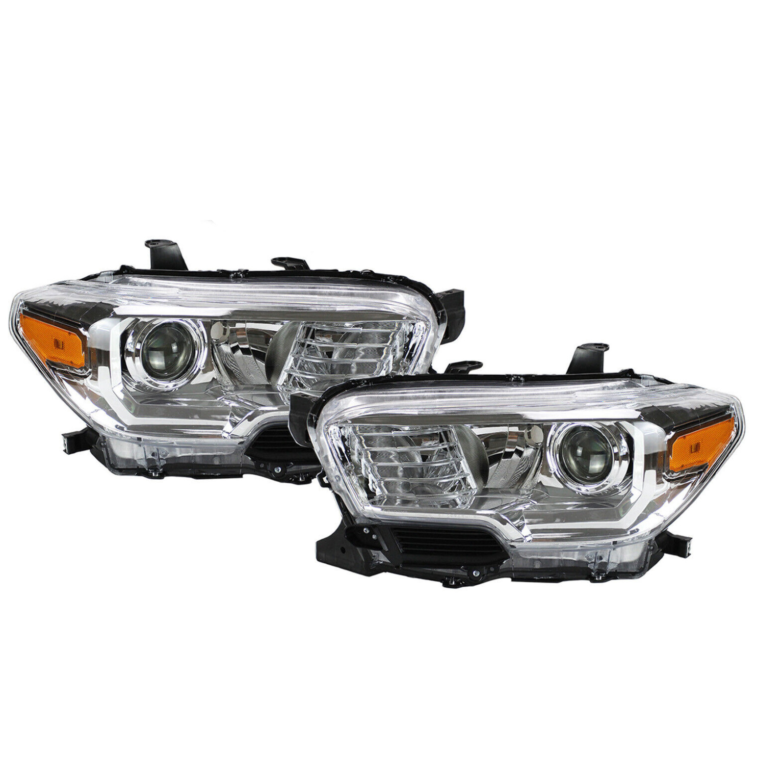 For 16-21 Toyota Tacoma Chrome Projector Headlight Lamp DRL W/O LED Left+Right