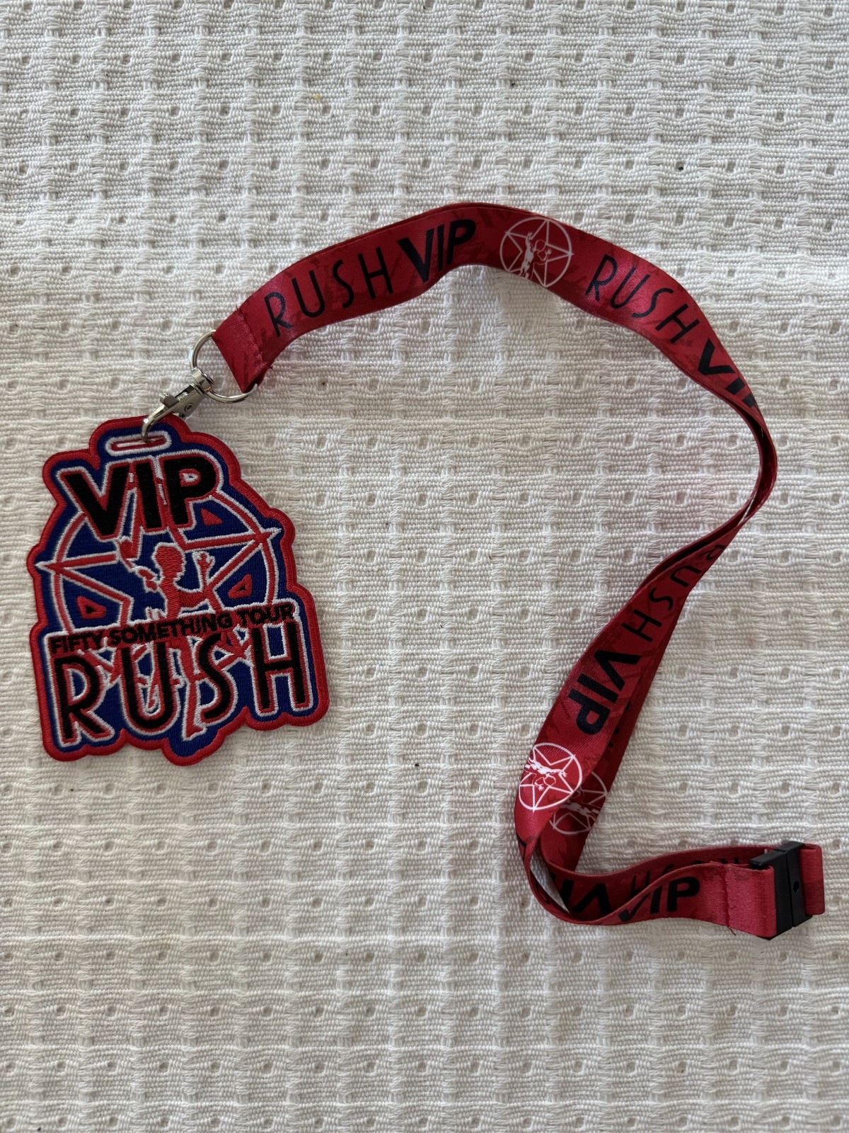 RUSH Fifty Something Tour VIP Pass Fabric Embroidered Patch Cloth Pass Lanyard