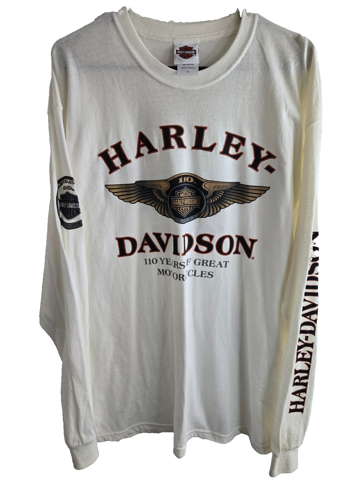 Vintage Harley Davidson Long Sleeve T-Shirt Mens Size XL White 110 Yrs Iowa VTG Vintage Harley Davidson Long Sleeve T-Shirt Mens Size XL White 110 Yrs Iowa VTG