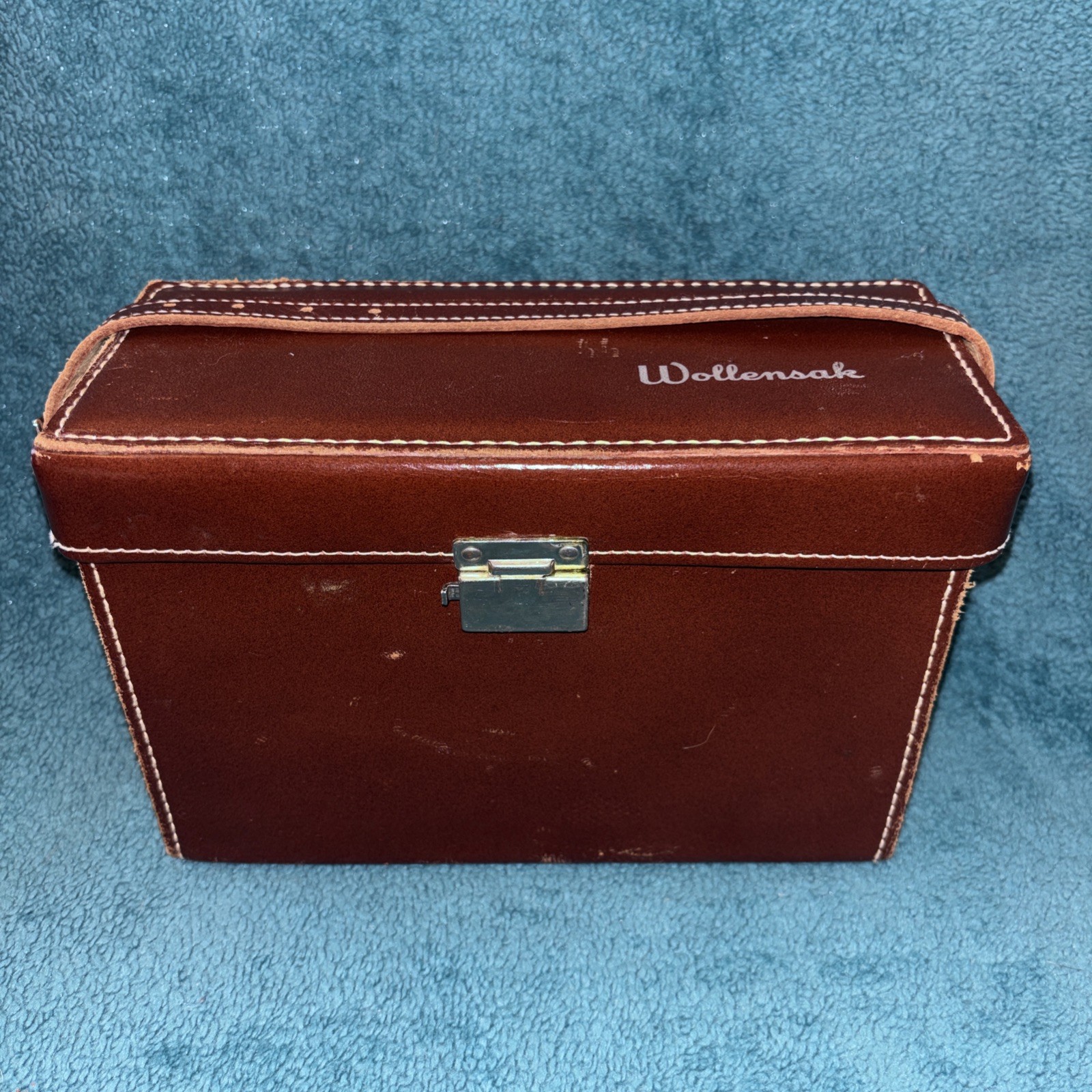 Vintage Wollensak Leather Top Grain Genuine Cow Hide Camera Carrying Case Brown