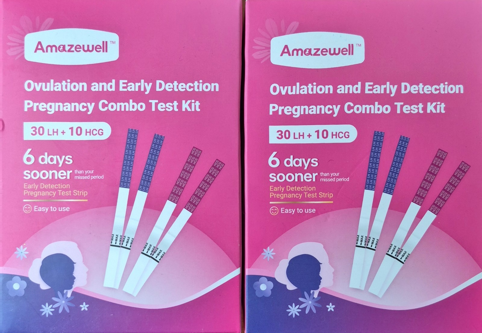 Amazewell Ovulation & Pregnancy Combo Test Kit Lot of 2 Boxes 80 Strips Exp 2028