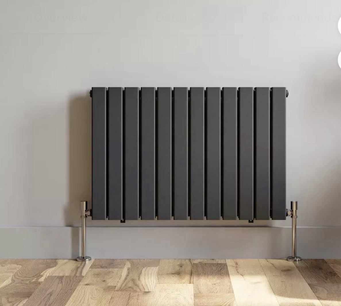 Black Modern Wall Mount Heater Hydronic Water 13 Panel Black 33 x 24