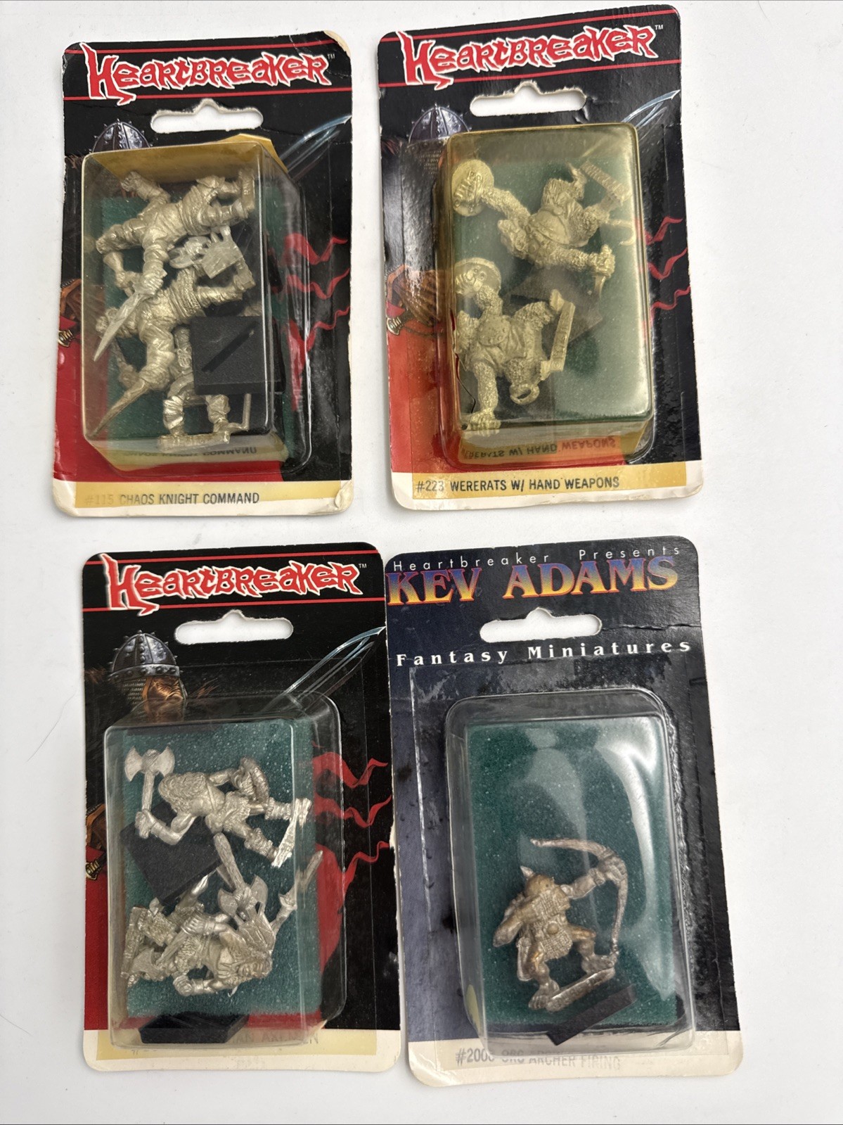 Heartbreaker Fantasy Orc Archer, Barbarian Axemen, Wererats, Chaos Knights 4x
