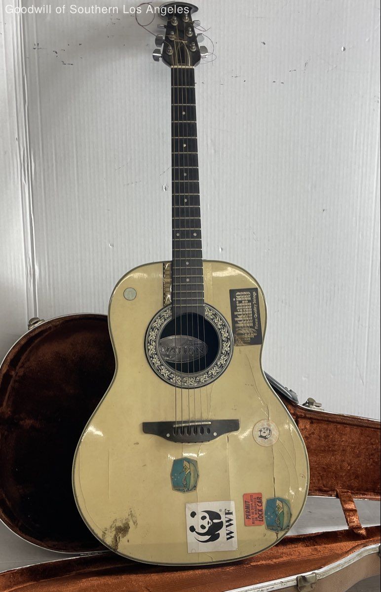 Vintage Ovation Acoustic Guitar with Hard Shell Case