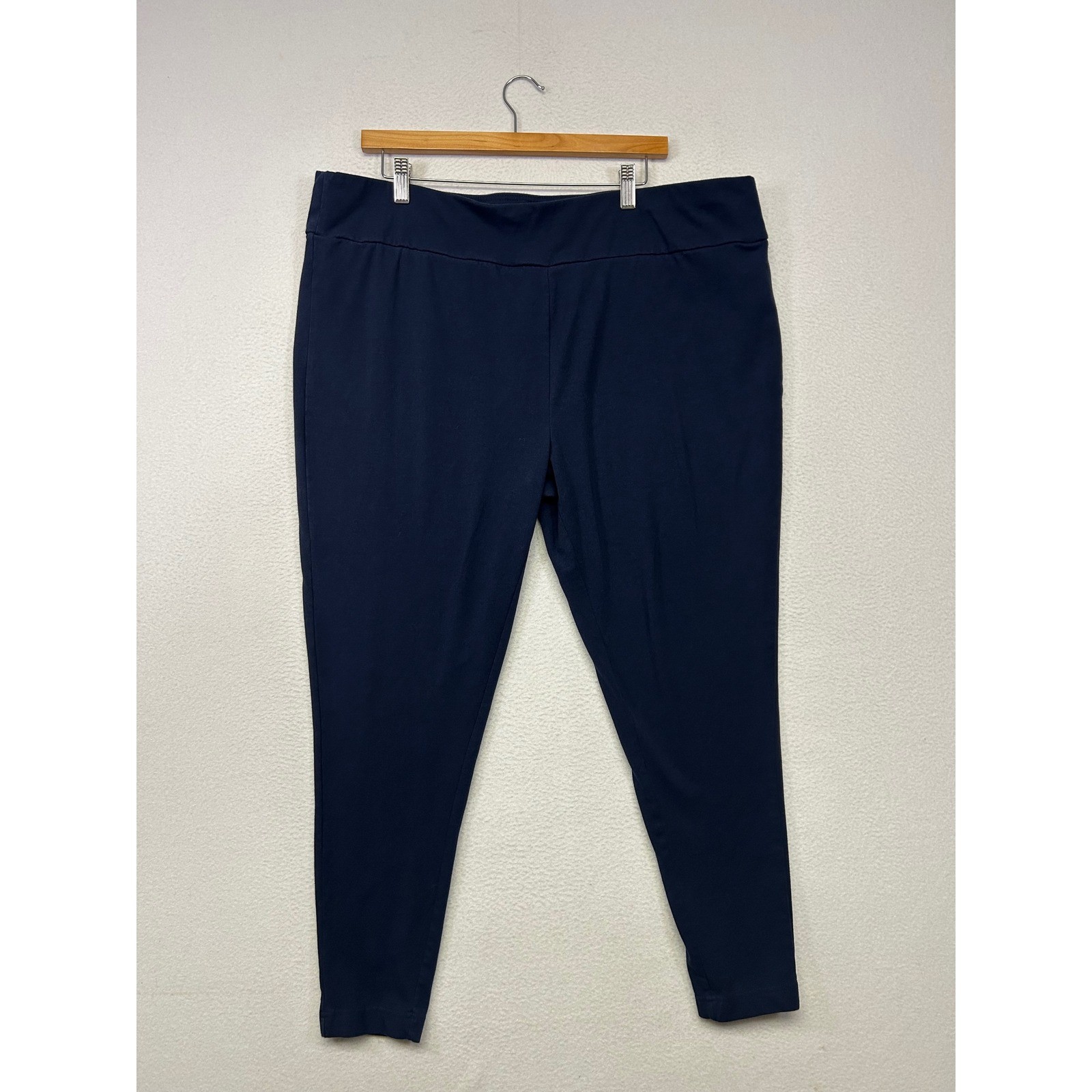 Casual Minimalist Terra & Sky Womens 3X Navy Blue Pull-On Stretch Leggings