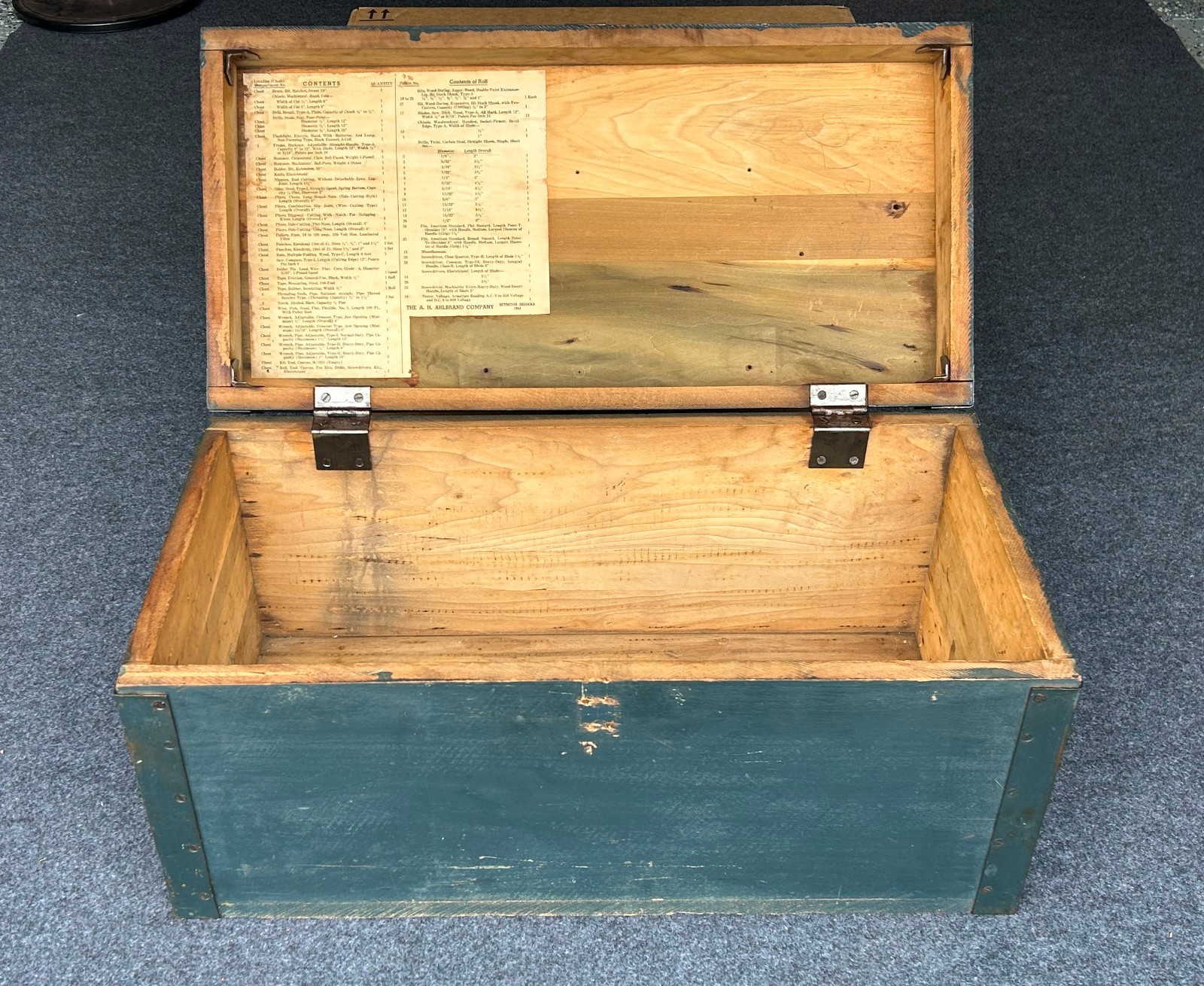 WWII 1943 Steel Reinforced Wooden Storage Chest with Original Lock