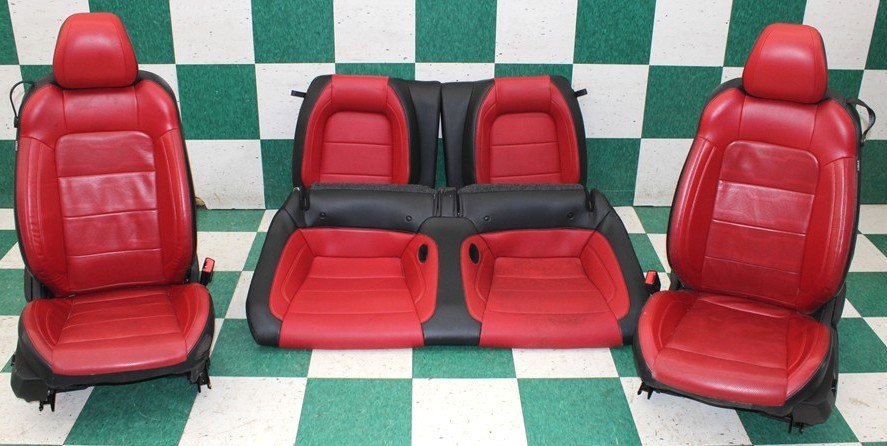 ⚠️WORN⚠️ 22\' Mustang Cpe Red Leather Heated Cooled Power Buckets Rear Seats OEM