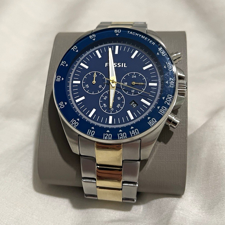 NWT Fossil BQ2266 Chronograph Blue Dial Two-Tone Stainless Steel Watch - Box NWT Fossil BQ2266 Chronograph Blue Dial Two-Tone Stainless Steel Watch - Box