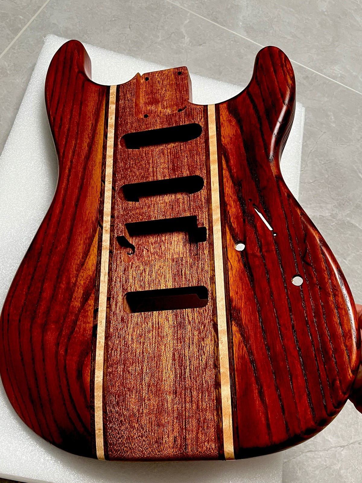 Handcrafted  9-Piece Guitar Body Ash & Mahogany Satin Natural Wood Grain