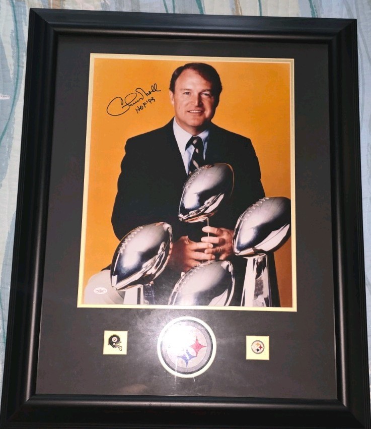 Chuck Noll Signed 16×20 Framed 4x Super Bowl Photo With COA Chuck Noll Signed 16×20 Framed 4x Super Bowl Photo With COA