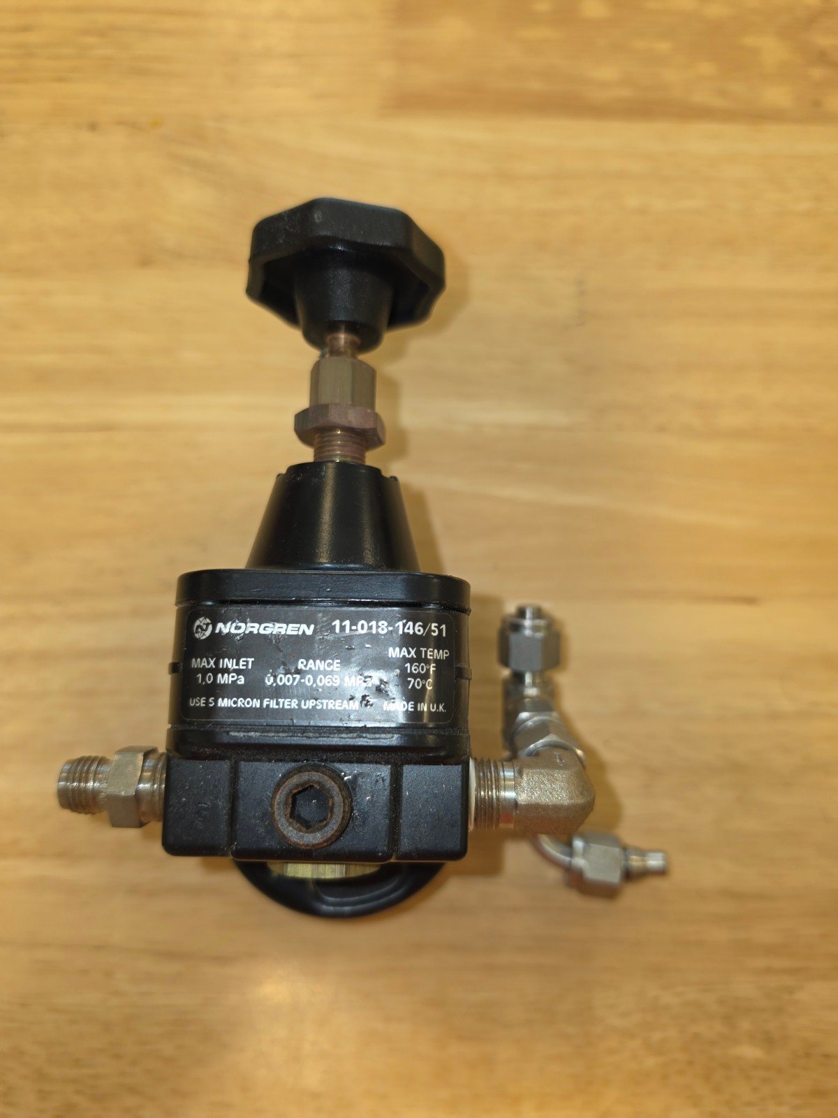 Norgren 11-018-146/51 Precision Air Regulator 1-10psi NOSHOK 0-3psi Gauge Used