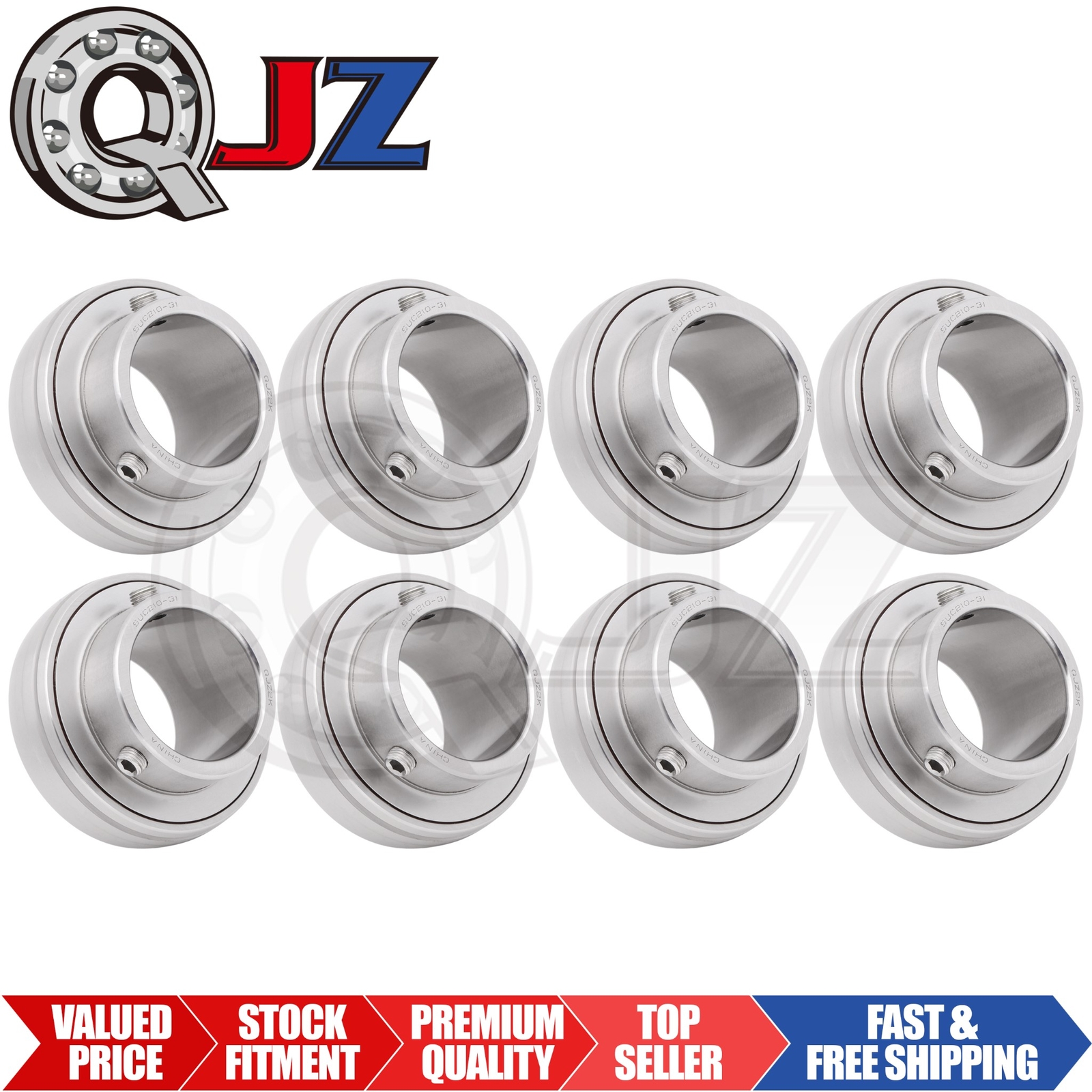 [Qty.8] SUC210-31 Stainless Insert Bearing w/Set-Screw Locking [1-15/16\