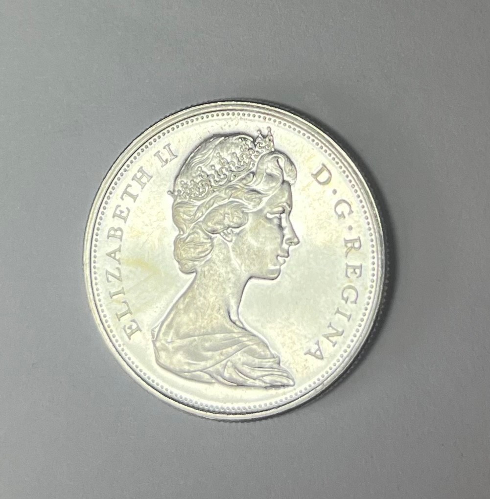 1965 Canadian Silver 50 Cents Half Dollar Coin 1965 Canadian Silver 50 Cents Half Dollar Coin