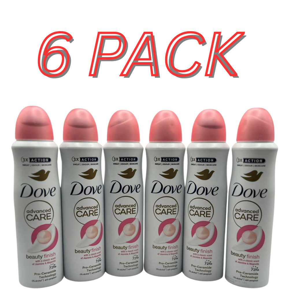6 x Dove Beauty Finish Antiperspirant Deodorant Spray, 150ml/5.07 oz.