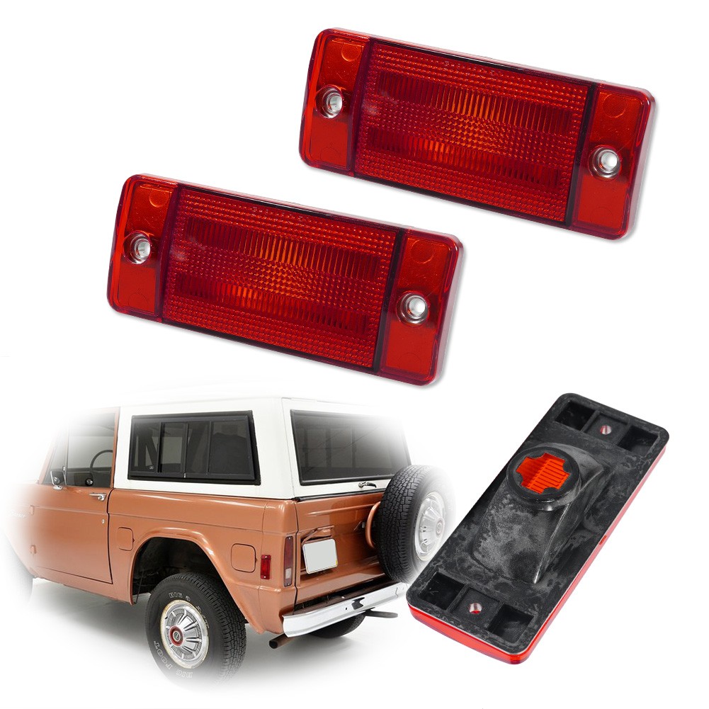 2PC Side Marker Light Lens Rear Set Fit For 1970-1972 Ford F-100 F-250 F-350 Red