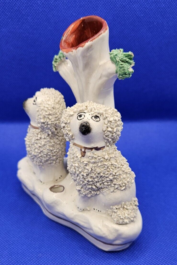 Staffordshire Confetti Poodles Spill Vase 19th Century Antique England 19th c