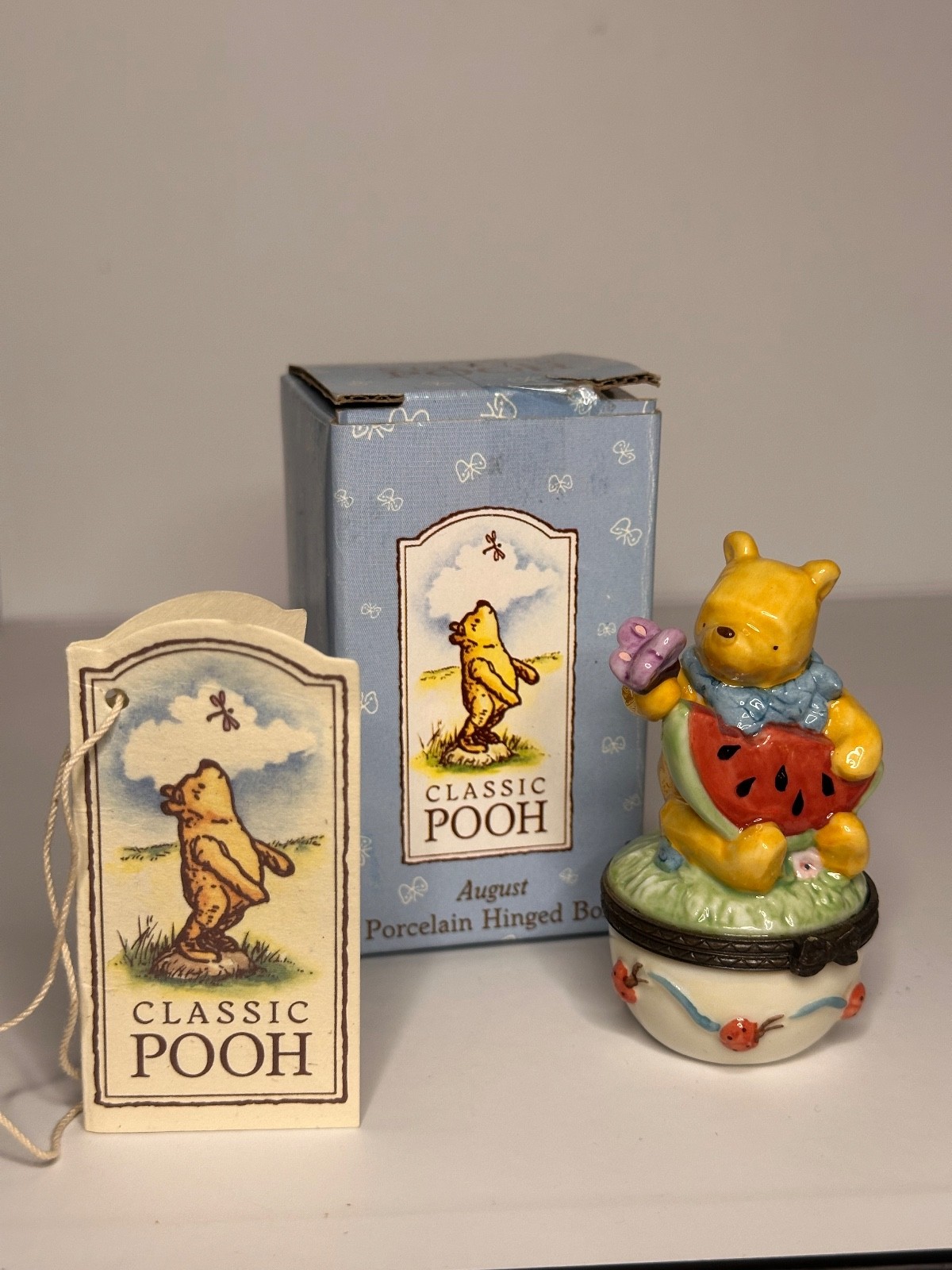 VTG Midwest Cannon Classic Winnie The Pooh WATERMELON Monthly PHB Trinket Box VTG Midwest Cannon Classic Winnie The Pooh WATERMELON Monthly PHB Trinket Box