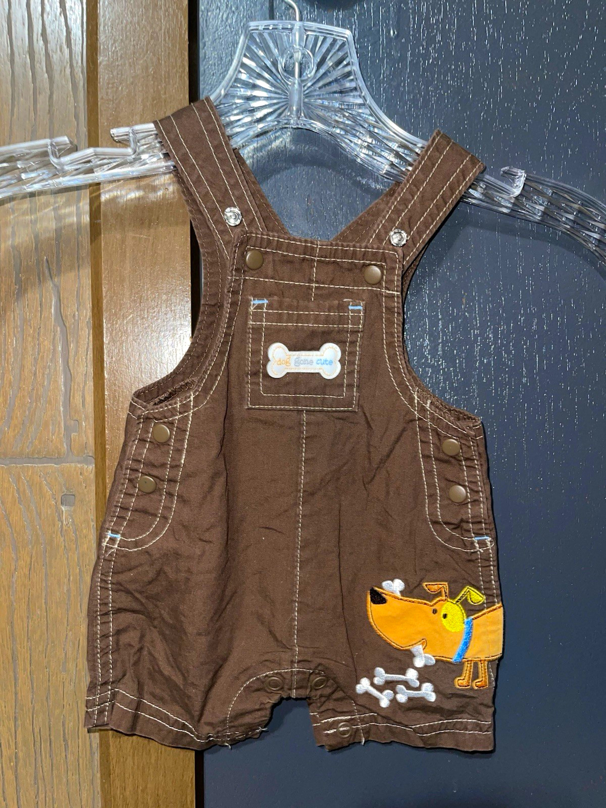 Vintage carter’s Cotton Canvas Overall One-Piece Romper, Brown Dog Embroidered, Vintage carter’s Cotton Canvas Overall One-Piece Romper, Brown Dog Embroidered,