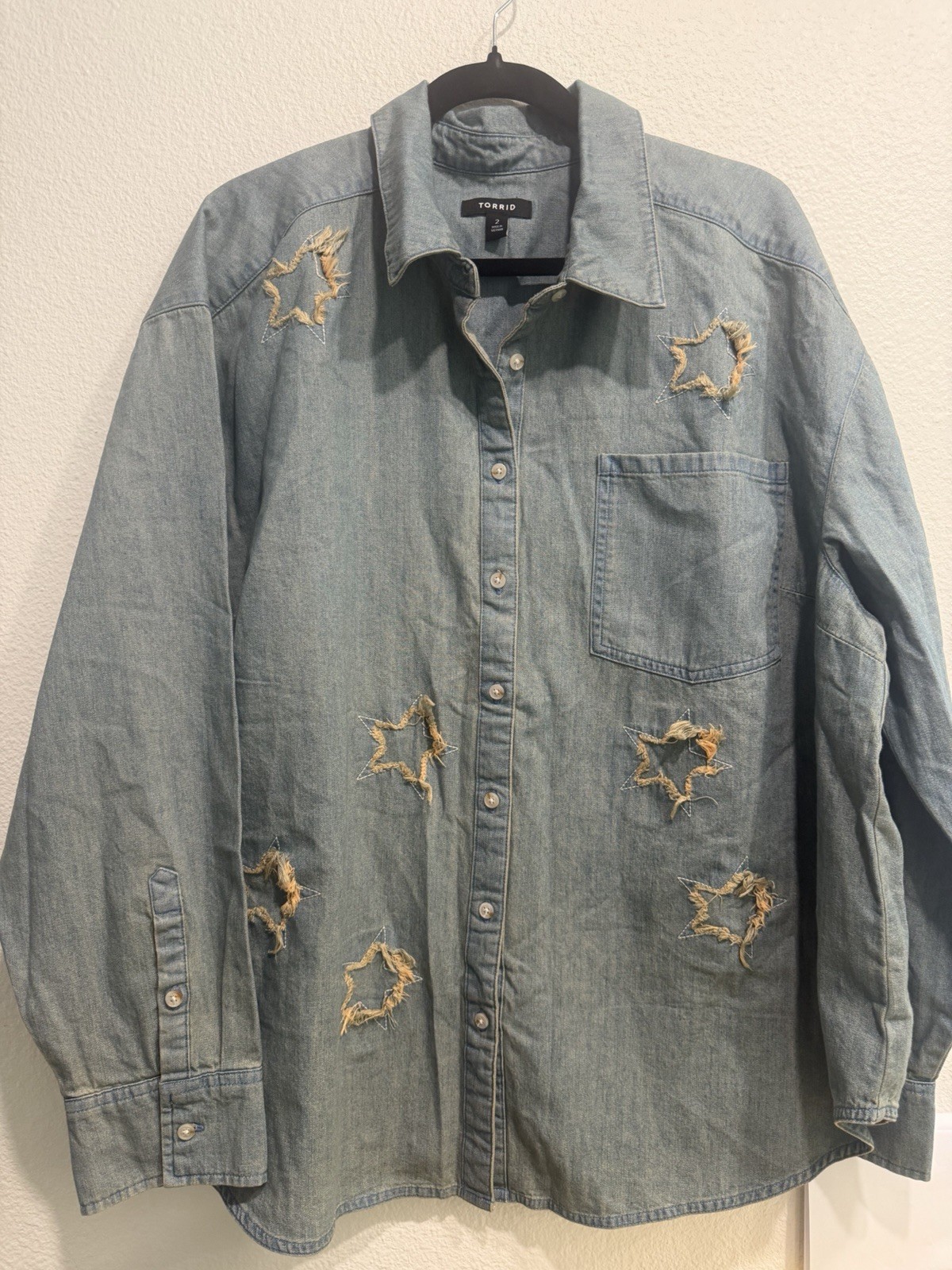 NWOT TORRID DENIM BUTTON DOWN W/Stars NWOT TORRID DENIM BUTTON DOWN W/Stars