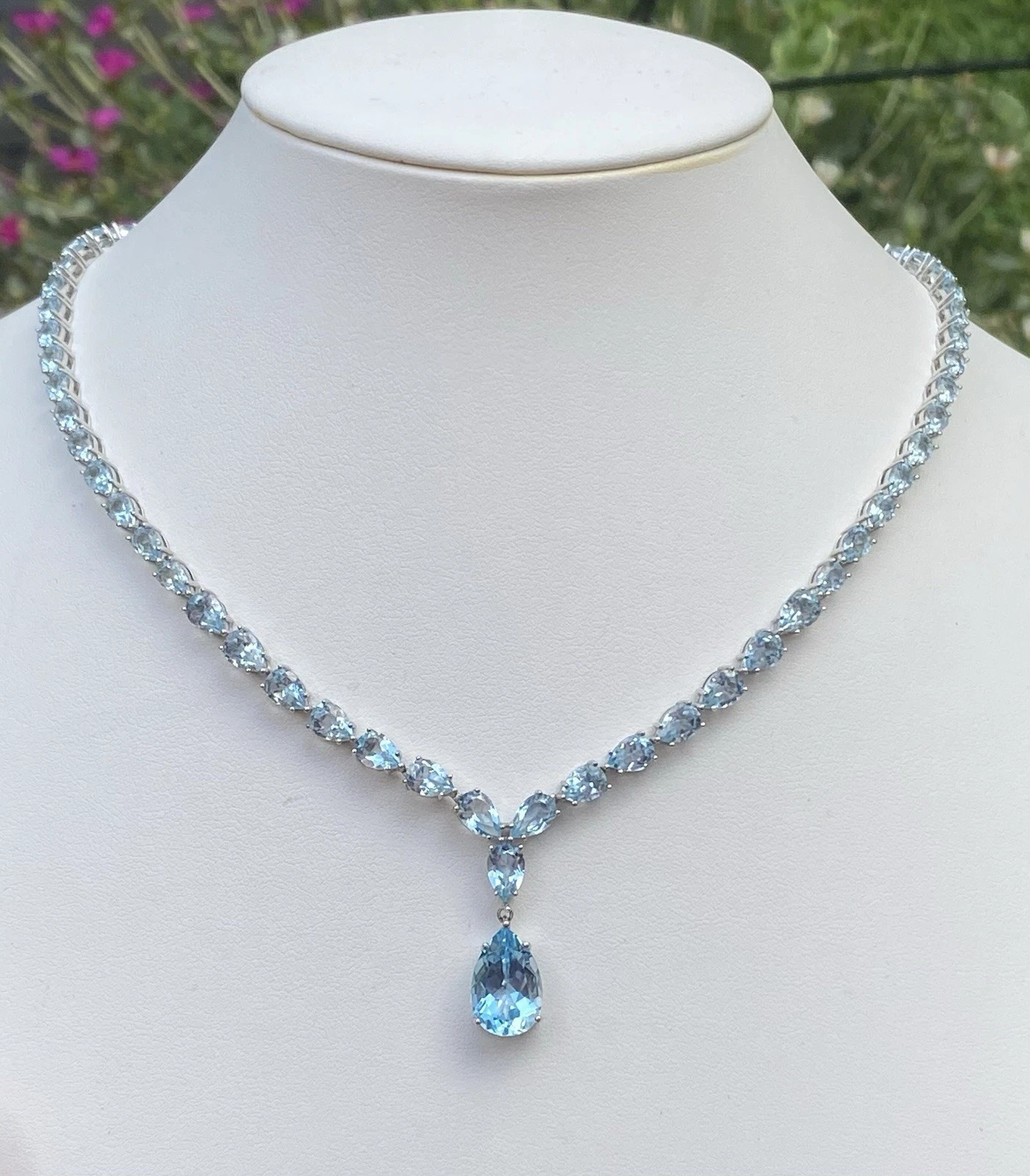 30ctw Pear Cut Sky Blue Topaz Statement 16\