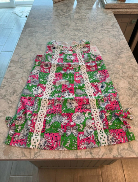 NWT Lilly Pulitzer Little Lilly Classic Shift Dress Lil Chicken Check Size 7