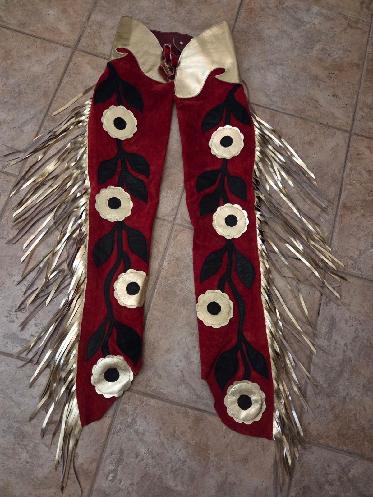 Rodeo Chaps Red Gold and Black Rodeo Chaps Red Gold and Black