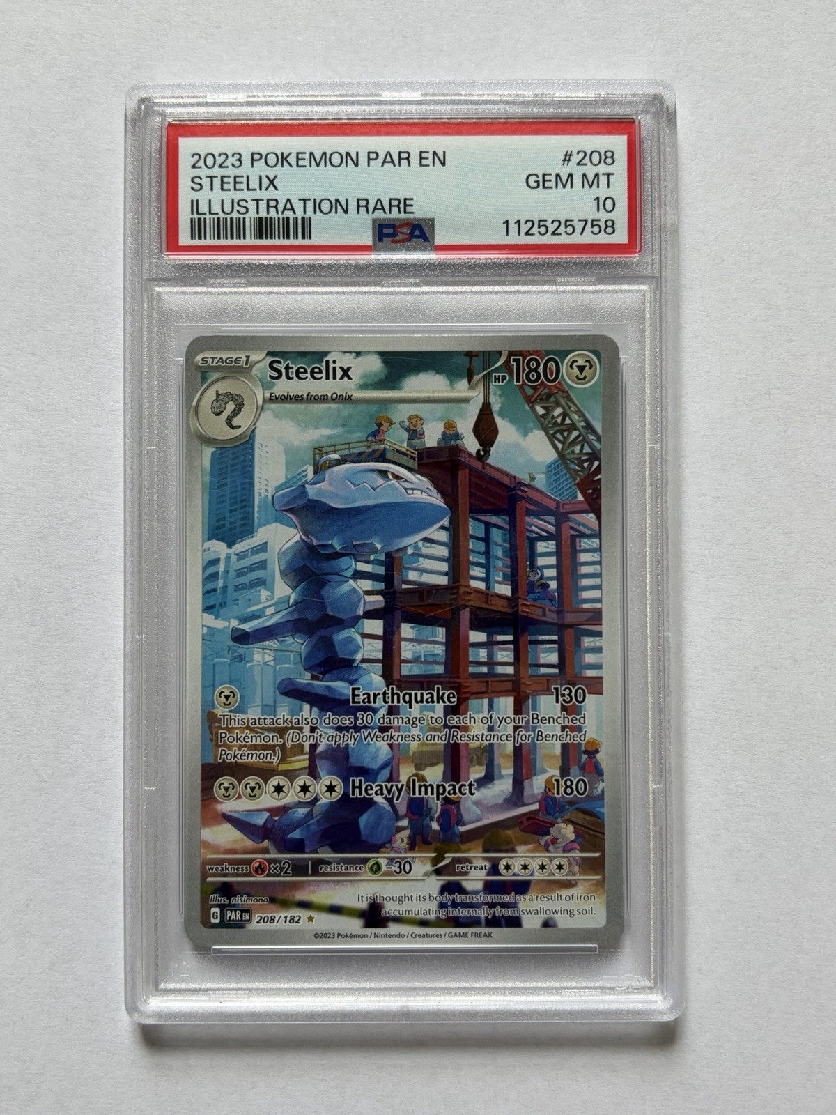 2023 POKEMON PAR EN-PARADOX RIFT ILLUSTRATION RARE #208 STEELIX PSA 10 2023 POKEMON PAR EN-PARADOX RIFT ILLUSTRATION RARE #208 STEELIX PSA 10