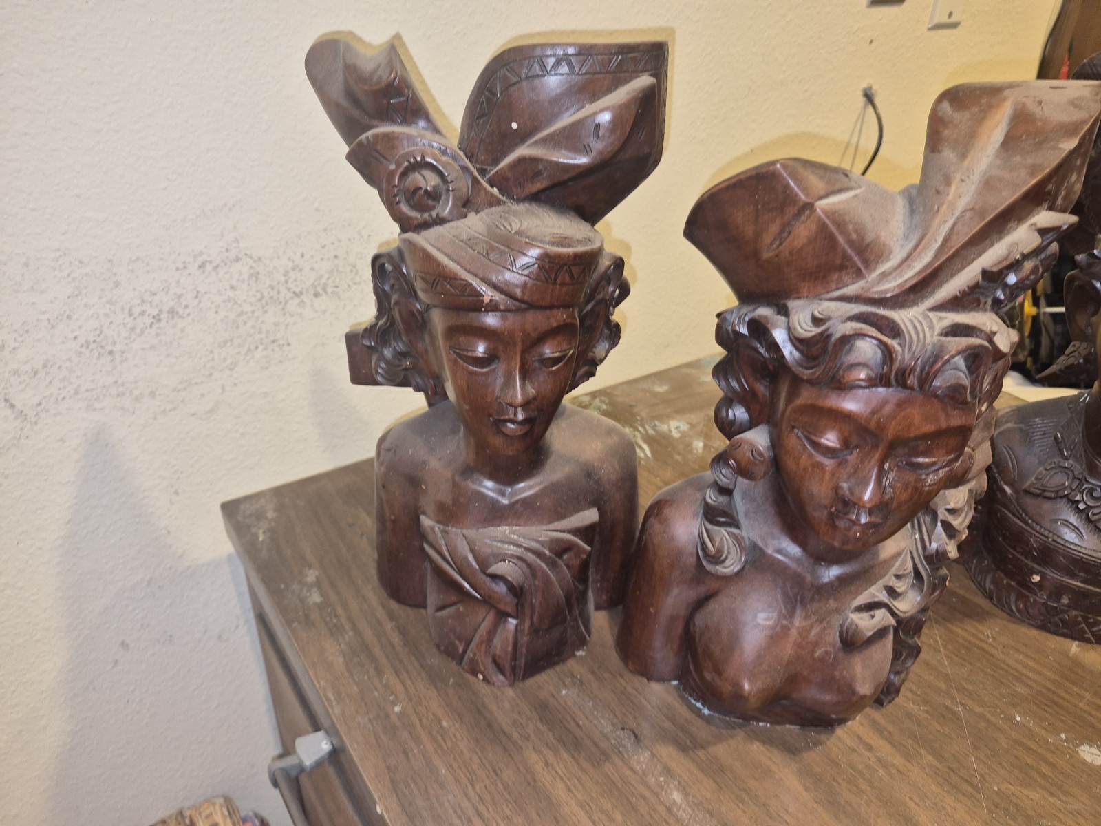 13” Vintage Balinese Indonesian Wood Carving Set Woman and Man 13” Vintage Balinese Indonesian Wood Carving Set Woman and Man